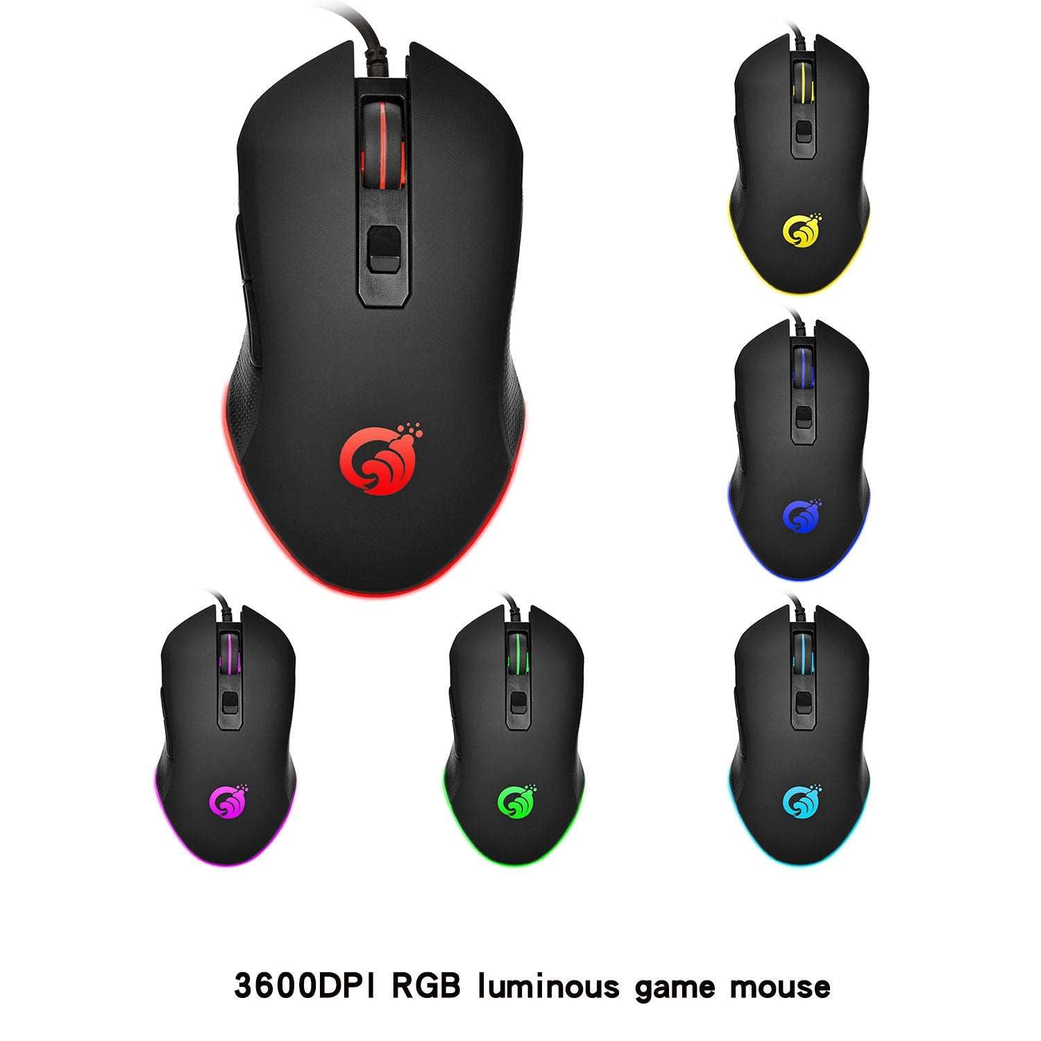 Wired gaming mouse glows