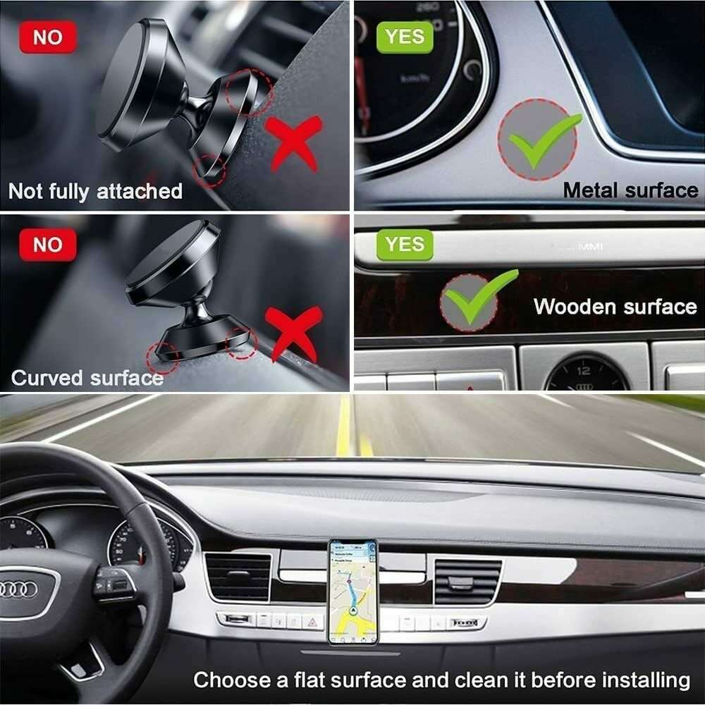 Super Magnetic Car Mount 360 Degree Dashboard Holder For Cell Phone Universal