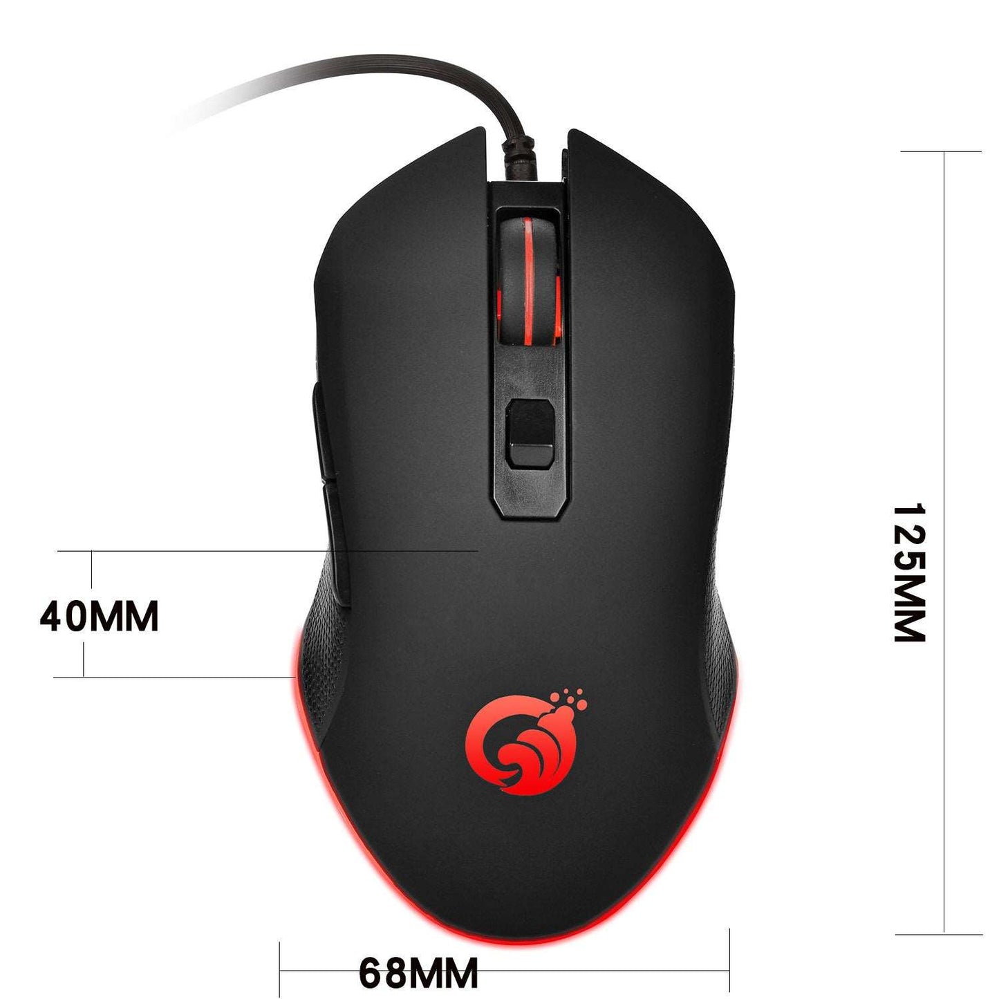 Wired gaming mouse glows